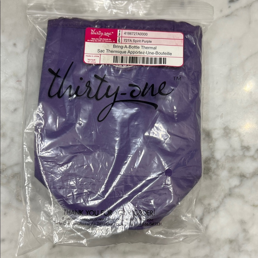 Thirty-One Spirit Purple Bring-A-Bottle Thermal Bottle Holder 727A